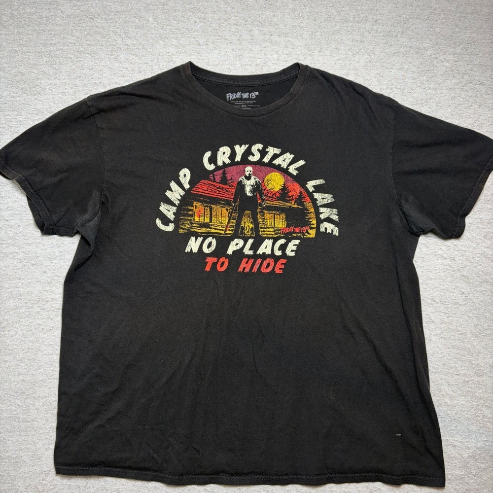 Friday The 13th Mens Tshirt 2XL Black Camp Crystal Lake‎ Jason Voorhees Horror
